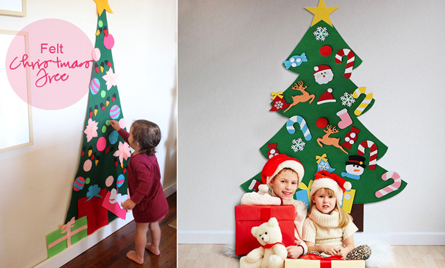 Árbol de Navidad De Bricolaje,Árbol de Navidad De Fieltro para decorar,DIY Árbol de Navidad,Árbol de Navidad De Pared,Adornos Desmontables 
