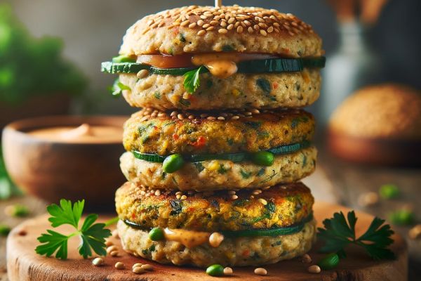 Hamburguesa de garbanzos con espinacas