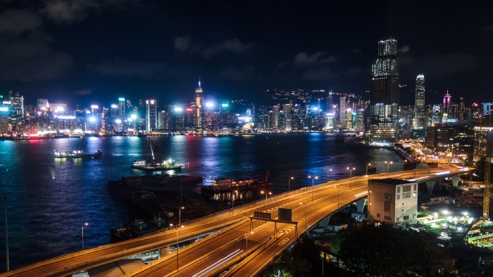 Paisaje de Hong Kong de Noche lugares más populares para viajar