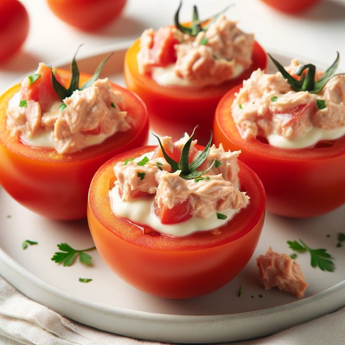 Tomates rellenos de atún y mayonesa