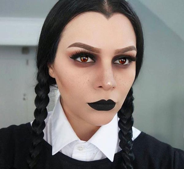 Maquillaje Halloween make Up Miercoles Addams