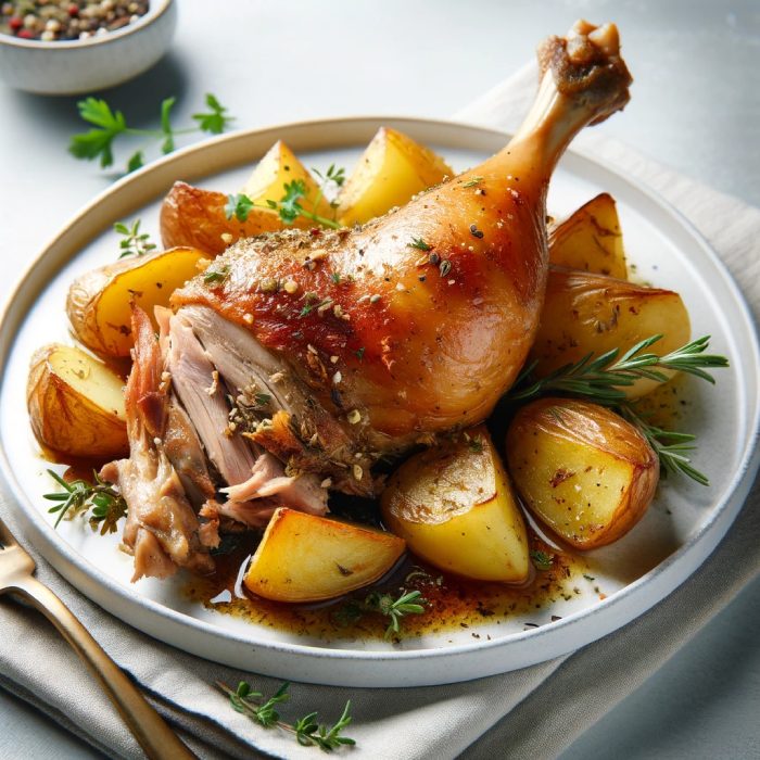 Conejo al horno con patatas panaderas segundos platos saludables