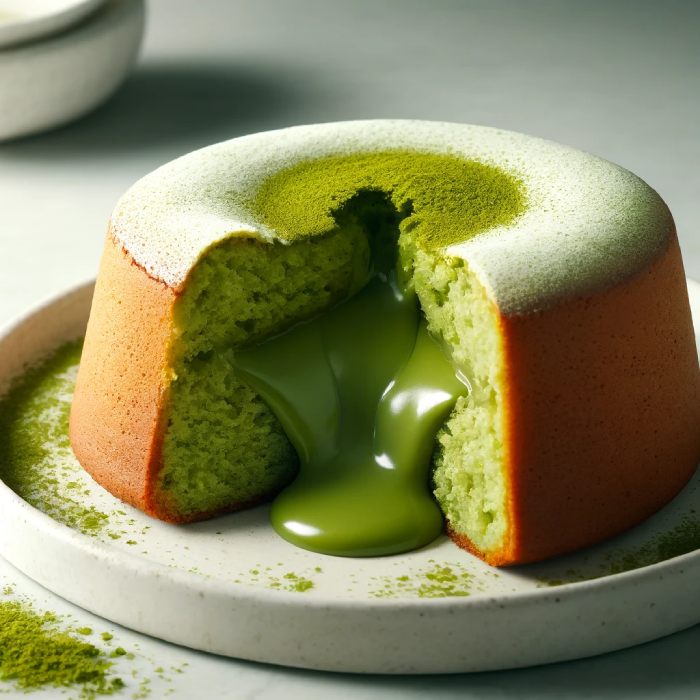 Imagen creada por Inteligencia ARtificial de Coulant o Volcán de Té Matcha