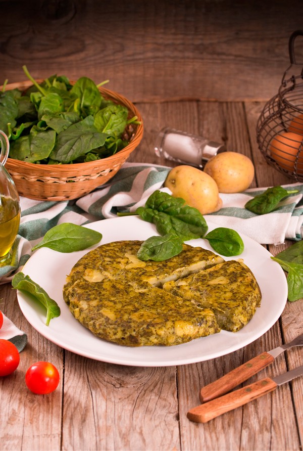 Tortilla de patata rápida y con espinacas