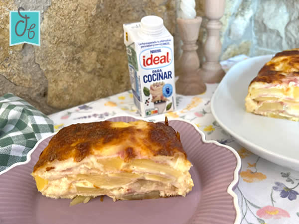 Lasaña Ligera de patata y jamón con LECHE IDEAL